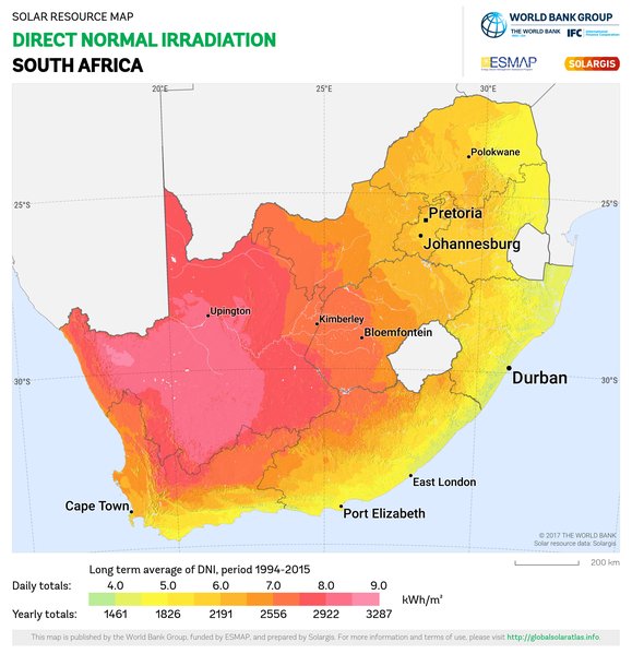 Direct Normal Irradiation, South Africa